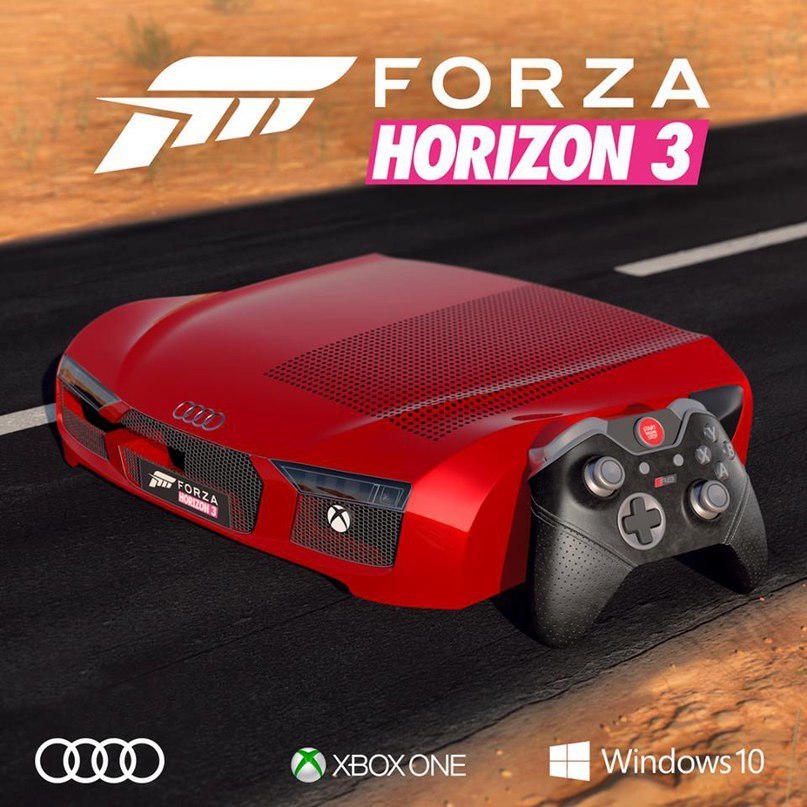 К выходу Forza Horizon 3 на прилавках появится Xbox One S в виде корпуса Audi R8. - Audi, Audi R8, R8, Itpedia, Xbox, Xbox One vs PlayStation 4, Xbox One