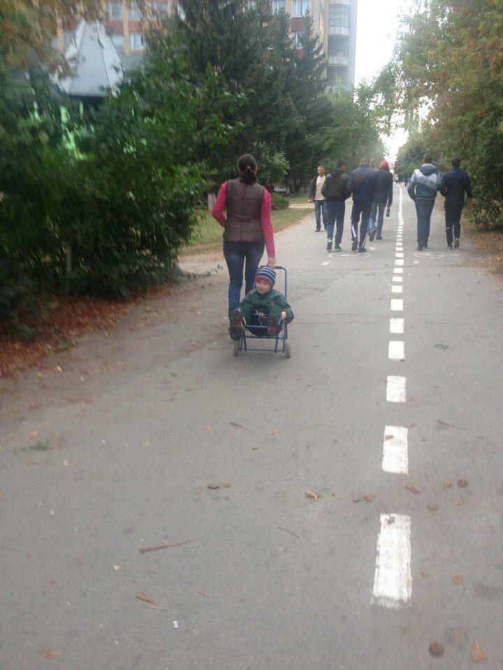 harsh mother - Yamma, Children, Wheelbarrow, Bike path