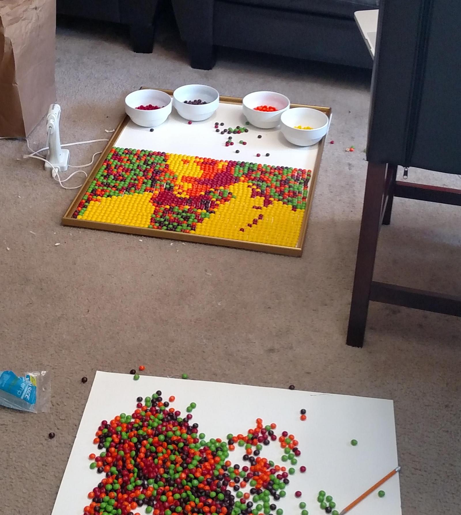 3000 Skittles + lots of free time. - Skittles, Painting, Mosaic, Longpost