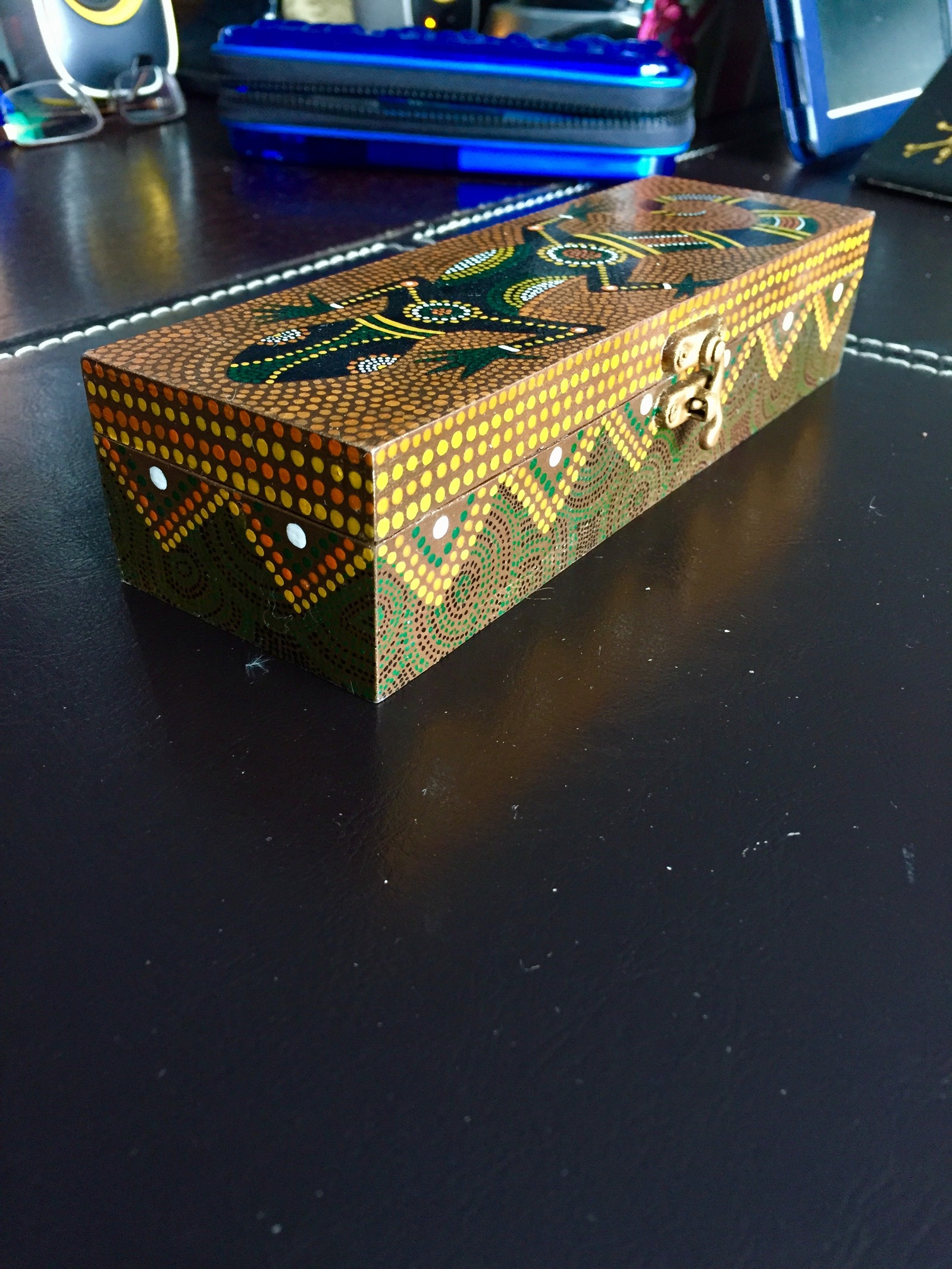 Box for brushes. - My, Acrylic, Lizard, Aborigines, Casket, Longpost