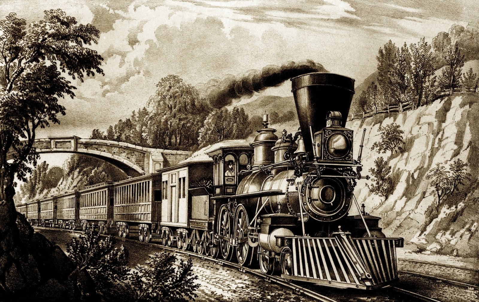 A train - Locomotive, A train, Railway, Painting, Art