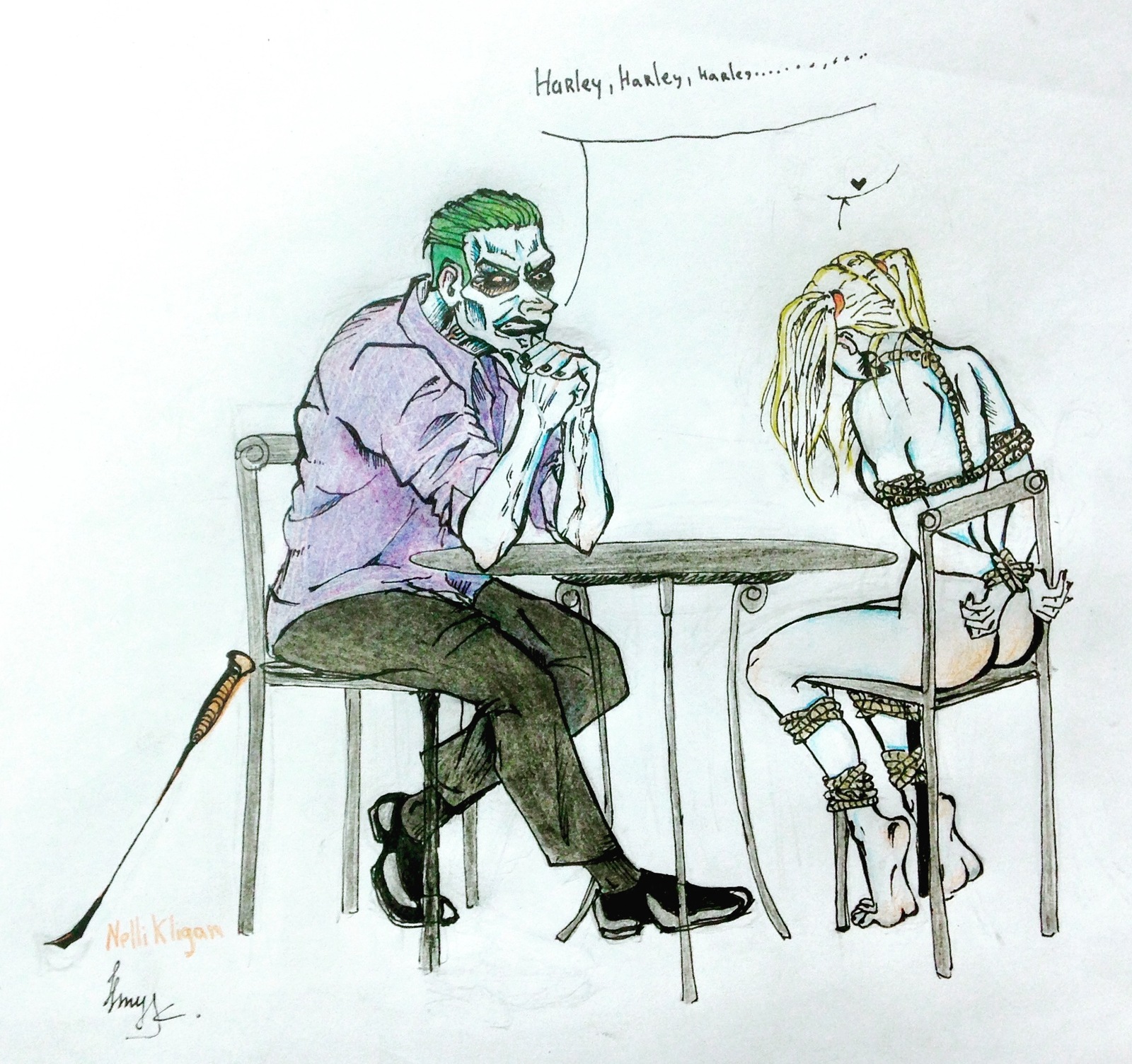 FanartJoker Harley - NSFW, My, Joker, Harley quinn