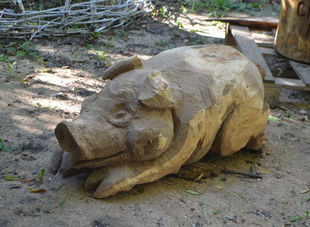 piggy - My, Voronezh, Chainsaw sculpture, Alexander Ivchenko, Chainsaw, , , Video, Longpost