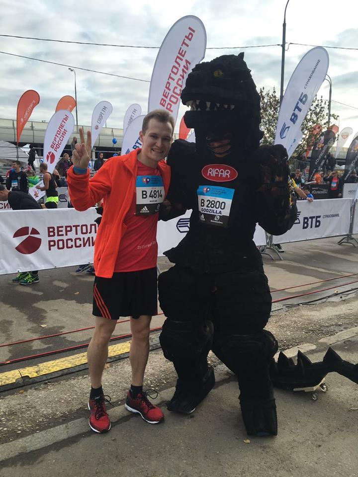 Godzilla at Moscow Marathon 2016 - POV - Moscow Marathon, Godzilla, Triathlon, Longpost