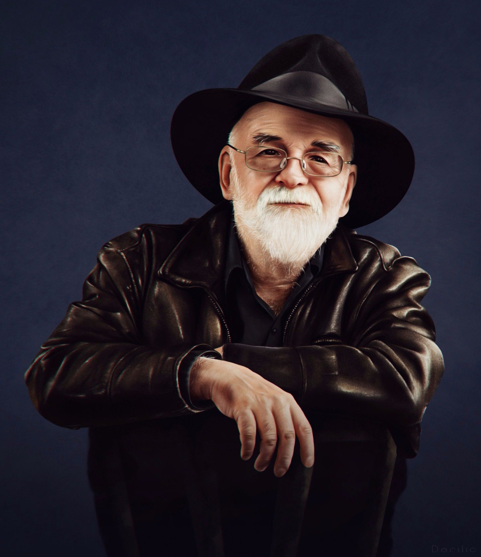 I drew a portrait of my favorite writer. Banana daiquiri everyone :3 - My, My, Portrait, Terry Pratchett, Art, Computer graphics