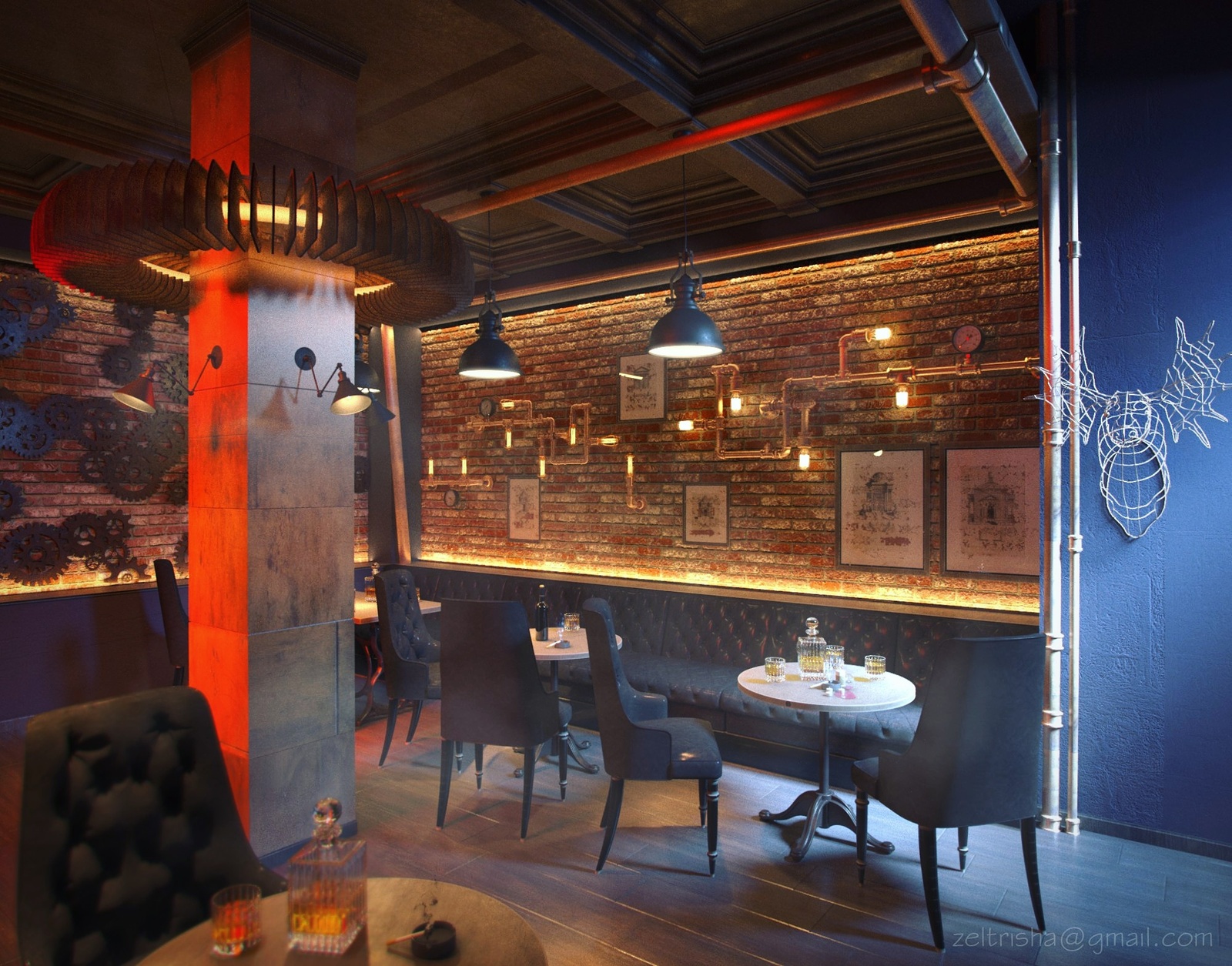 A steampunk club or... - My, Steampunk, Bar, Interior, Interior Design, Work, My, Employer, Longpost