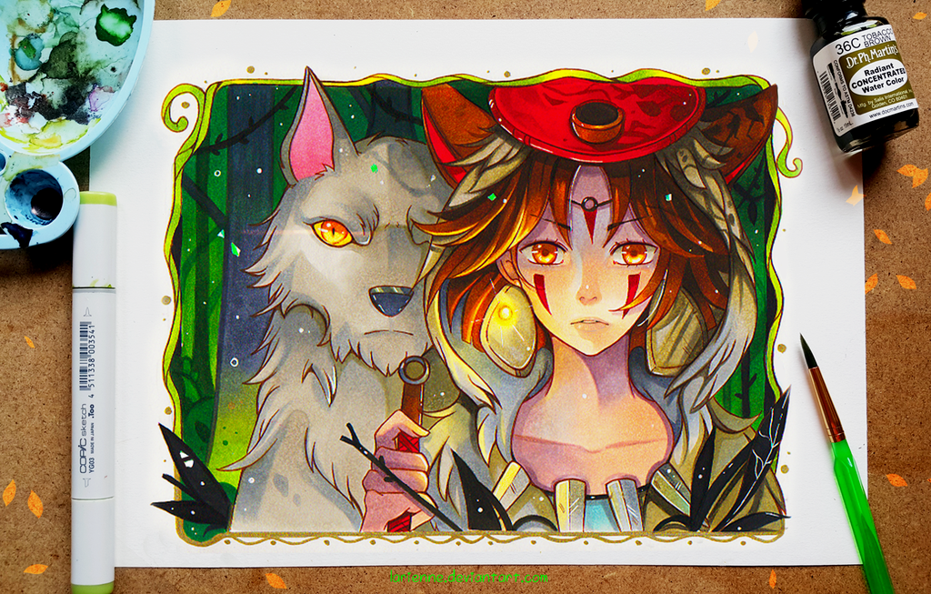 Mononoke - On the Prowl - Art, Princess mononoke, Anime, Larienne, Drawing, Girls, Images, Fantasy