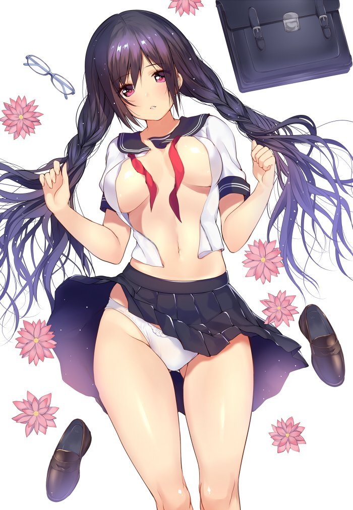 Anime art - NSFW, Anime Art, Аниме, Anime Original, Cleavage, Панцу, Seifuku