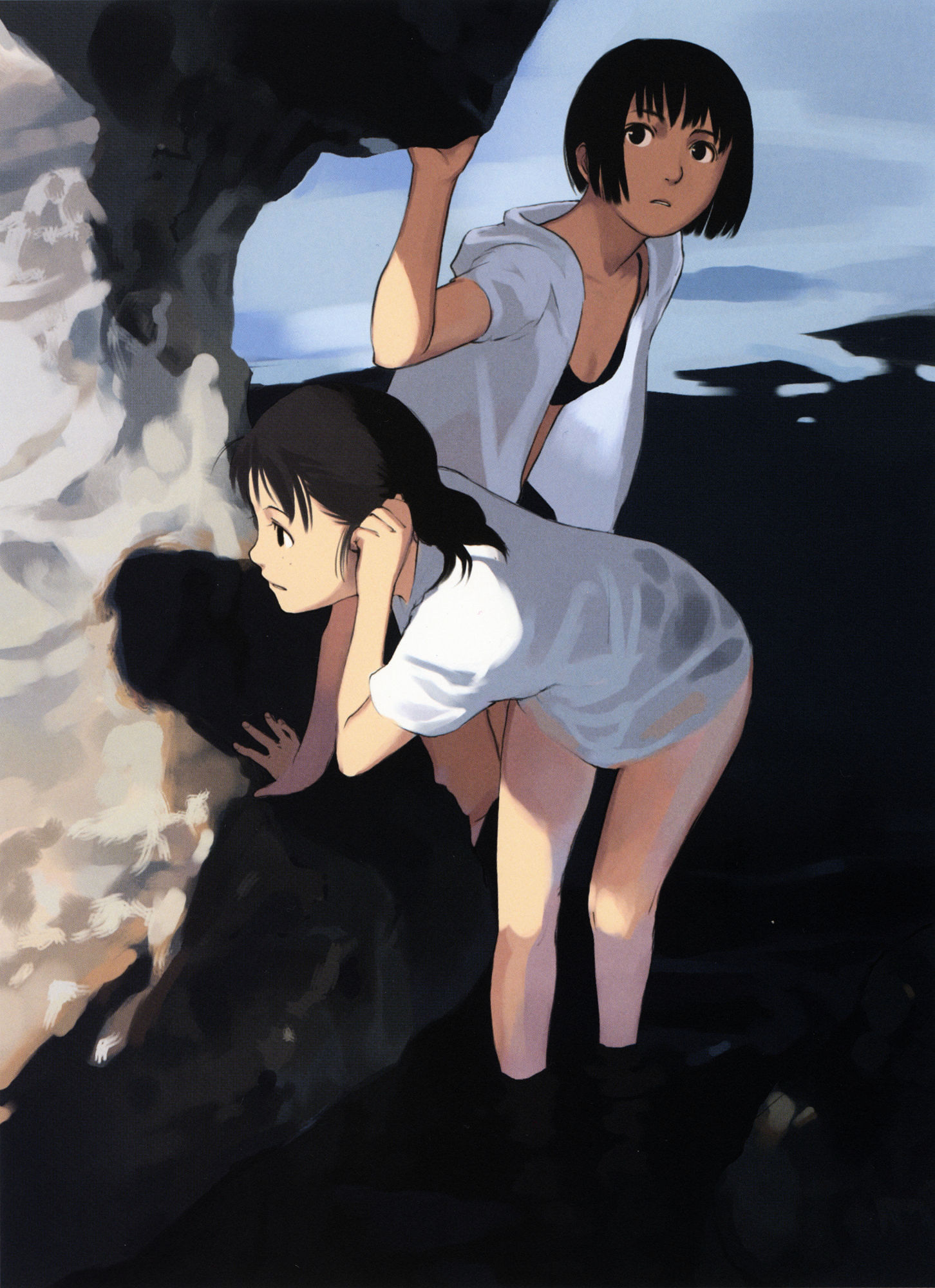 In pursuit of the outgoing summer :) - Anime art, Anime original, Takamichi, Anime, Summer, Sea, Artbook, Longpost