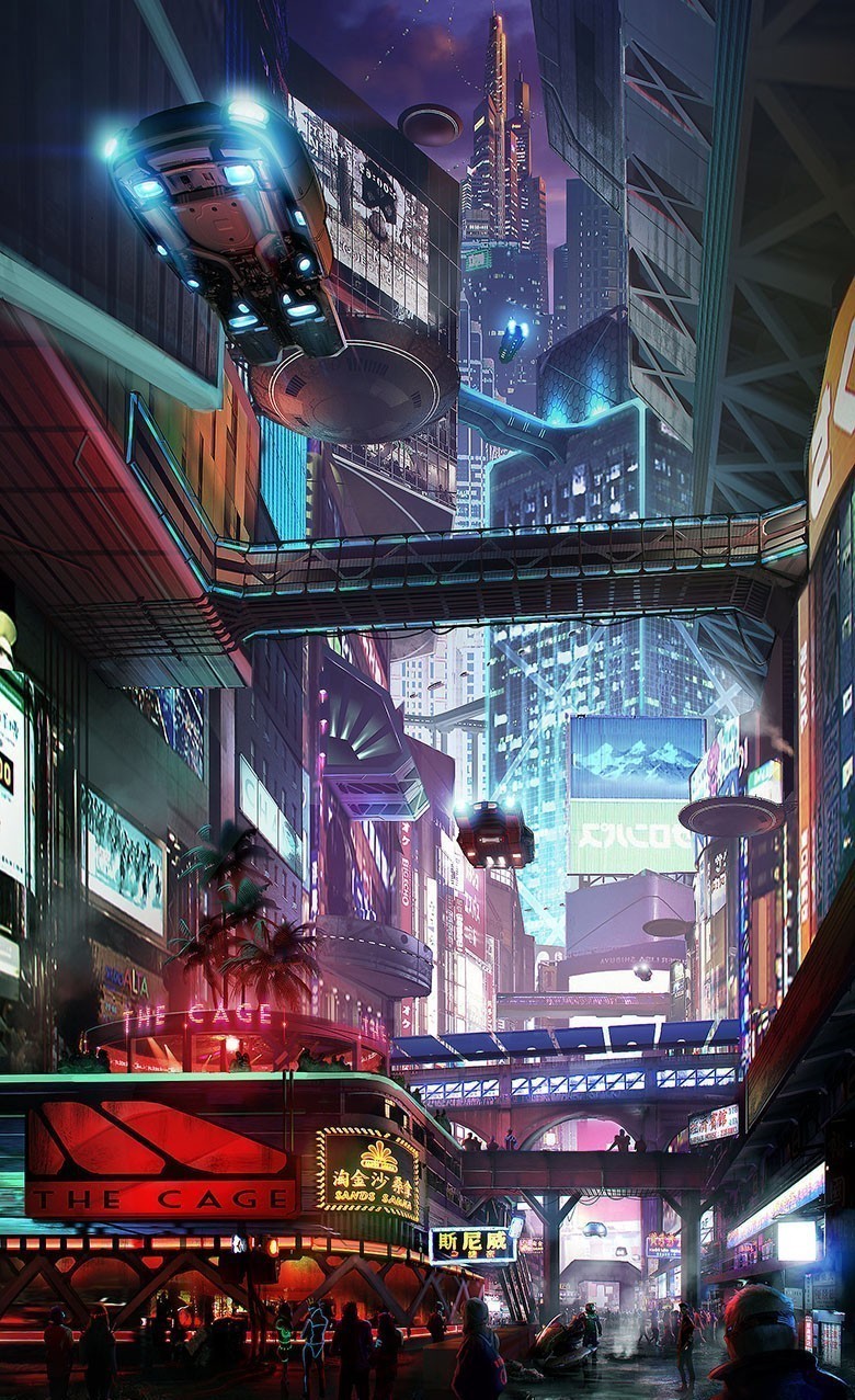 Geek Art - Cyberpunk II - Длиннопост, Арт, Geek Art, Киберпанк, Научная фантастика, Город, Будущее