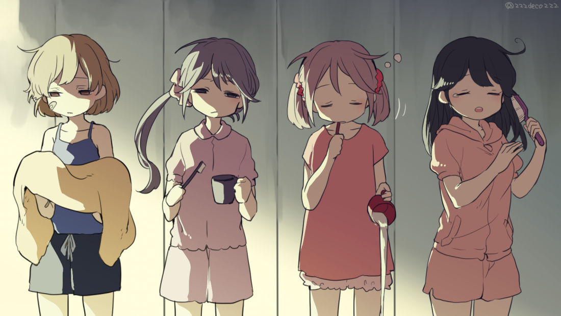 Morning - Oboro, Akebono, Sazanami, Ushio, Kantai collection, Anime