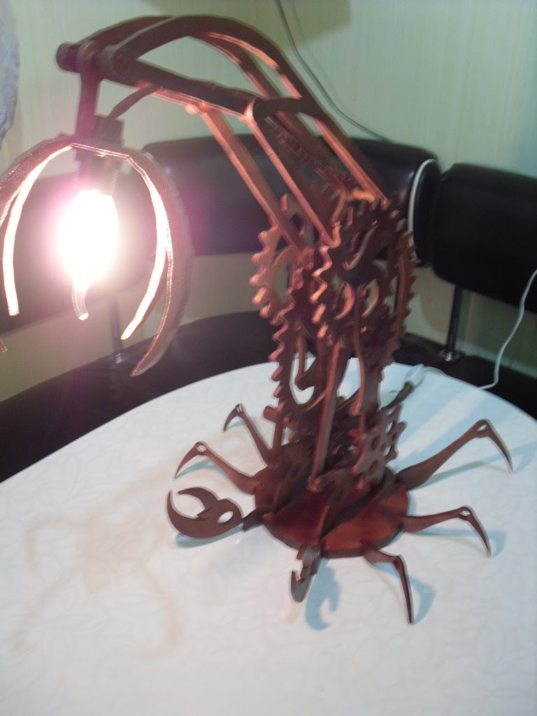 Lamp - scorpion - My, , Laser cutting, , Video, Longpost