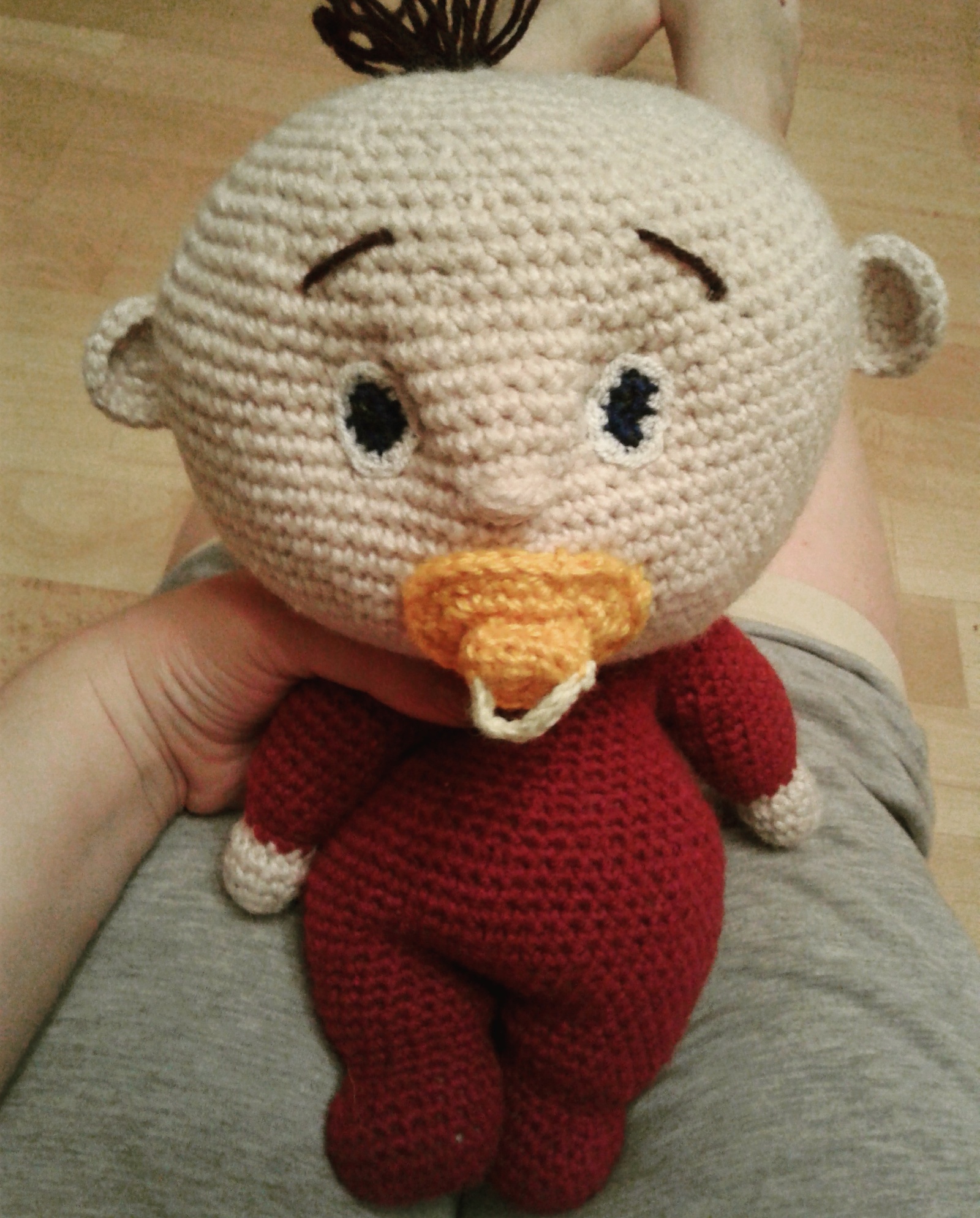 Knitted baby doll in amigurumi technique - My, Amigurumi, Crochet, Soft toy