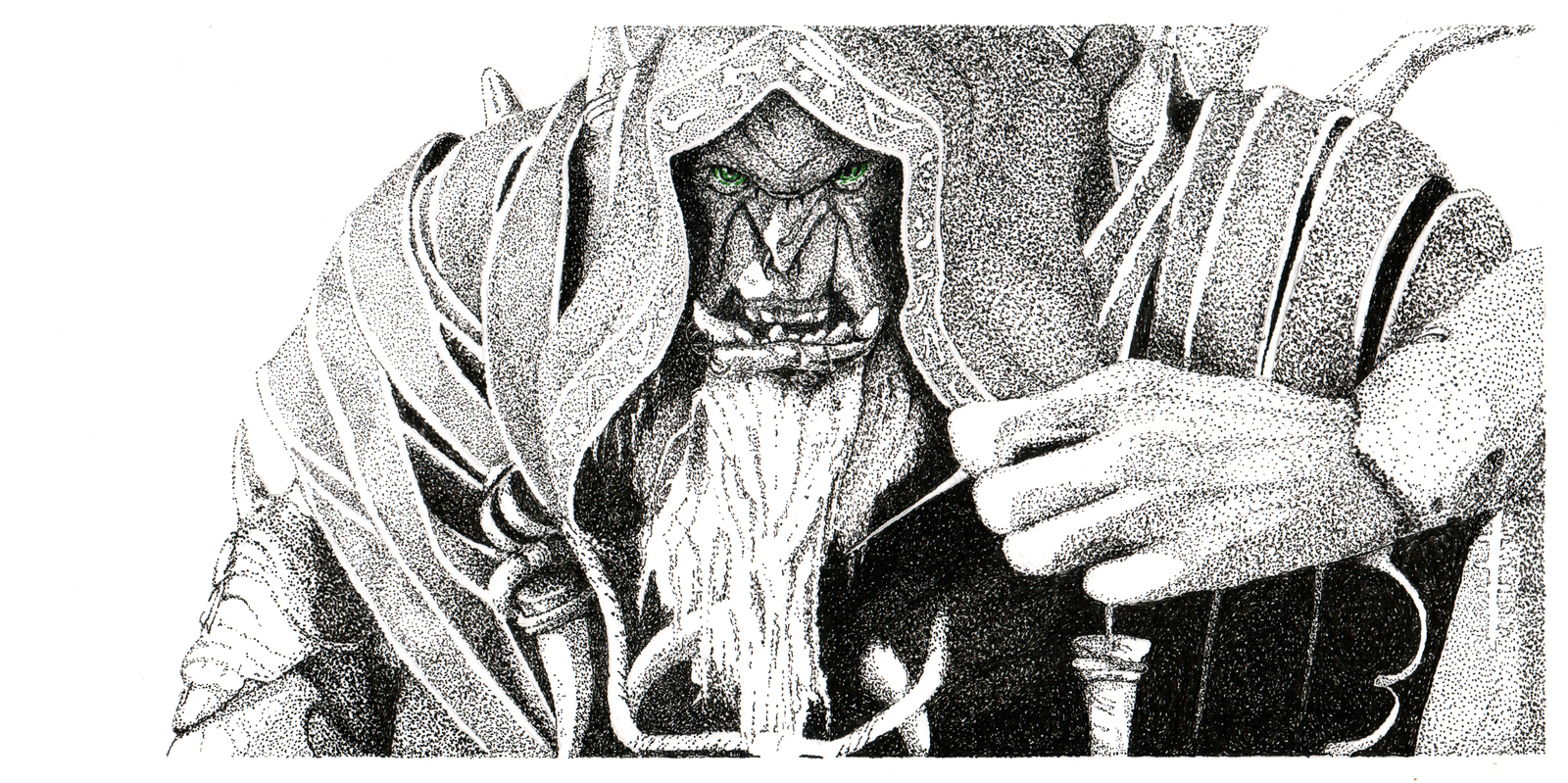 Gul'Dan - My, Warcraft, Guldan, Drawing, Pen drawing, My