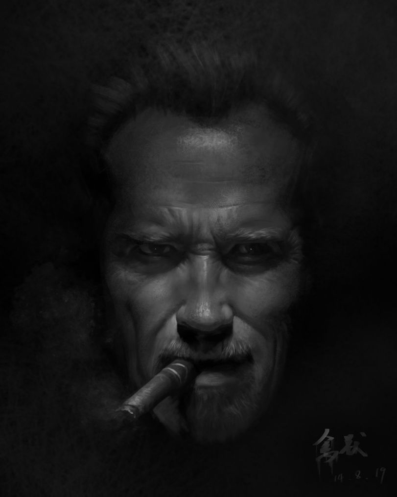 Arnold Schwarzenegger art - Art, Arnold Schwarzenegger, Portrait, Black and white