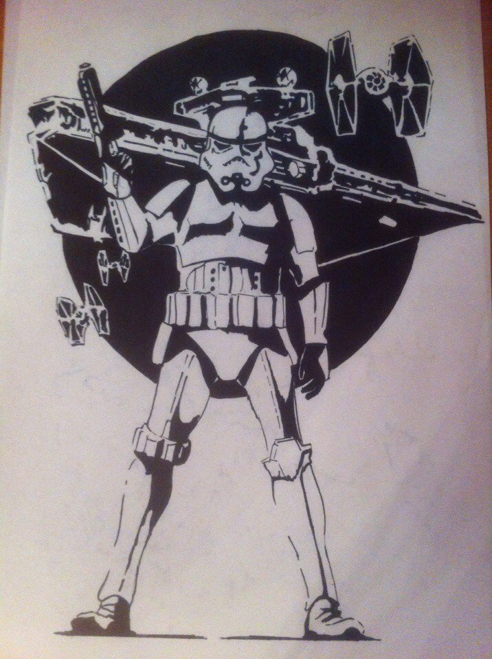 Imperial Stormtrooper - My, Drawing, Marker, Star Wars, Drawing with a marker