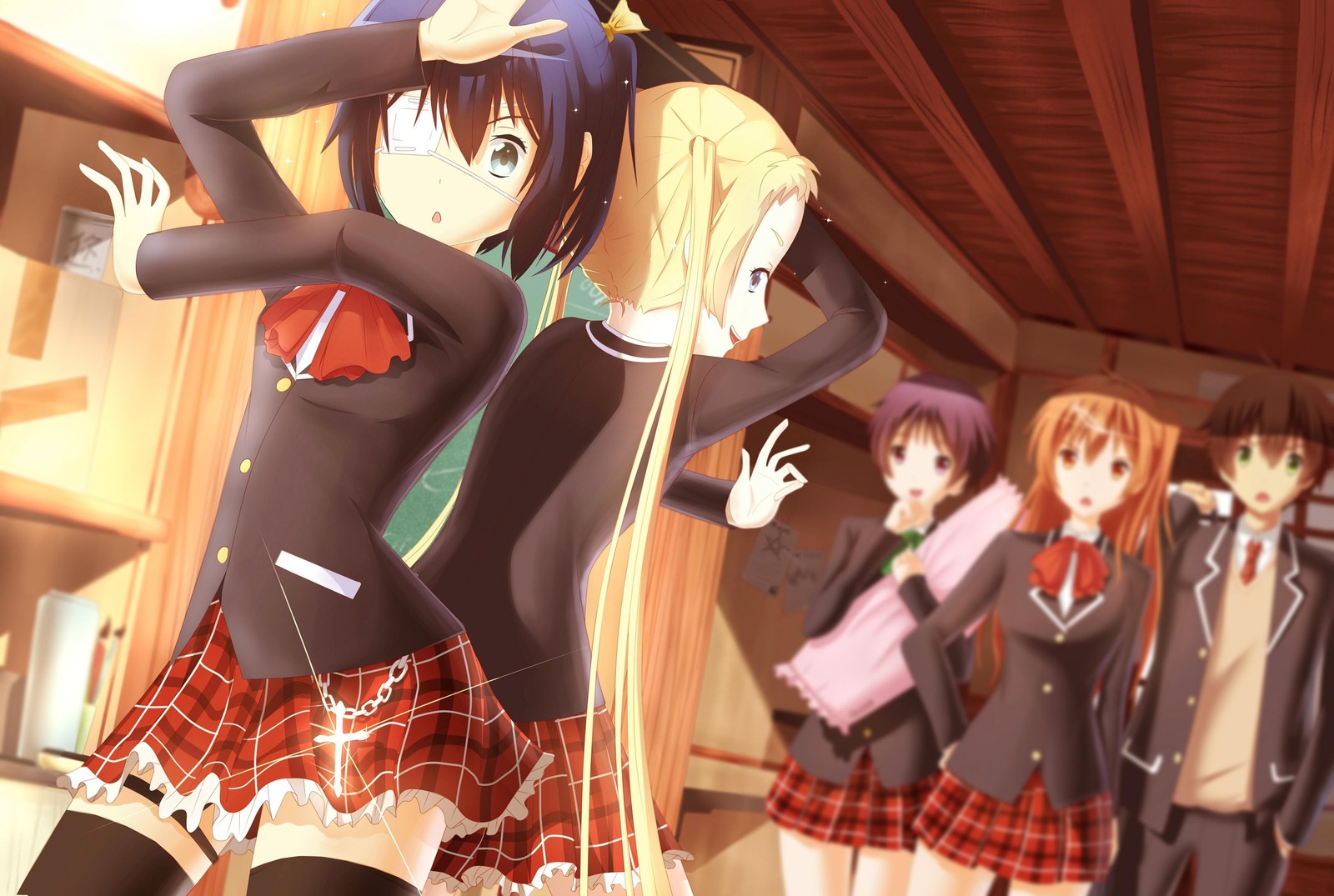 Anime Art - Аниме, Anime Art, Chuunibyou demo koi ga Shitai!, Sanae Dekomori, Takanashi Rikka, Zettai Ryouiki