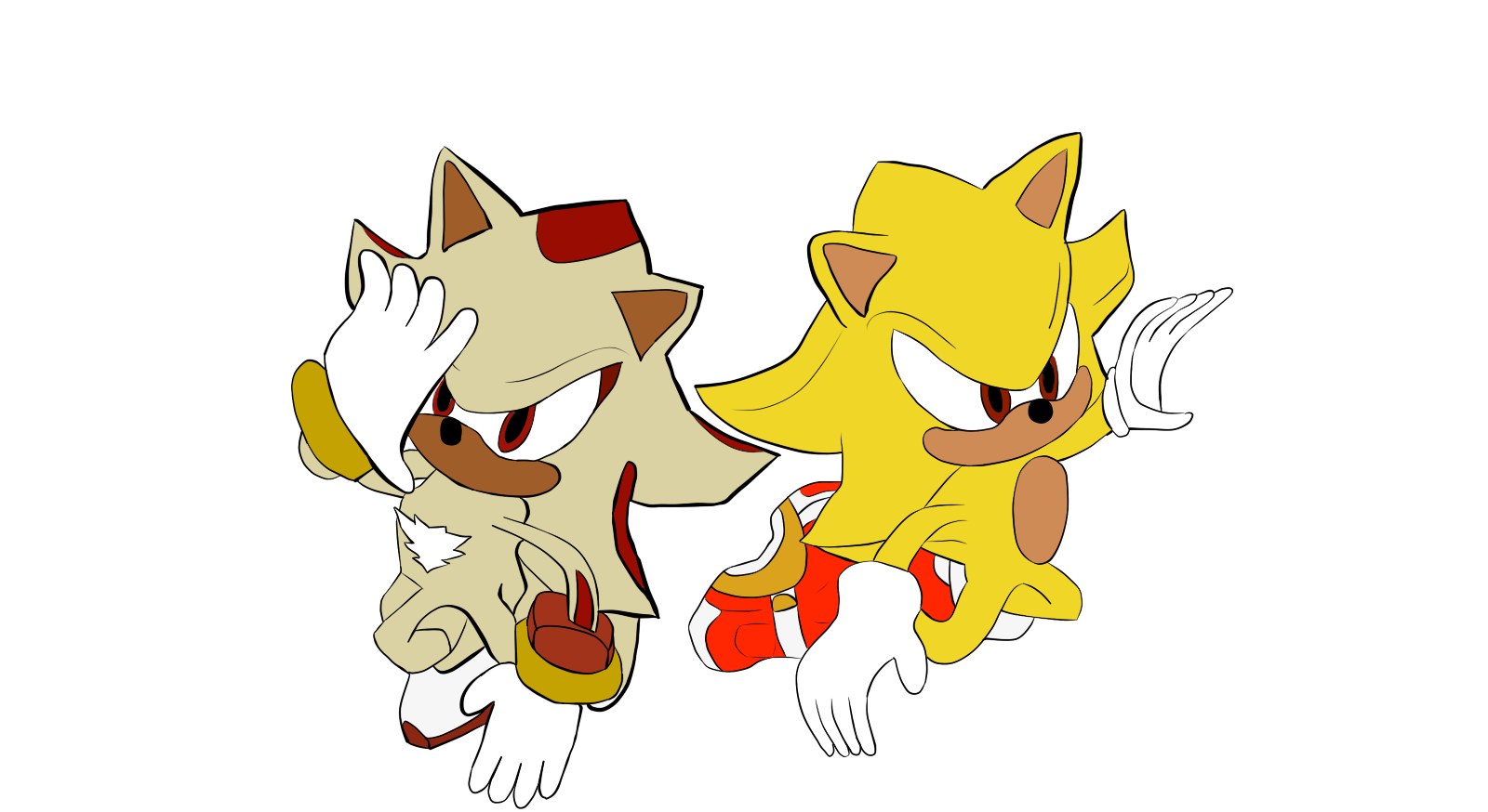 Super Sonic and Super Shadow - My, Sonic the hedgehog, Sonic adventure 2, Art, Shadow