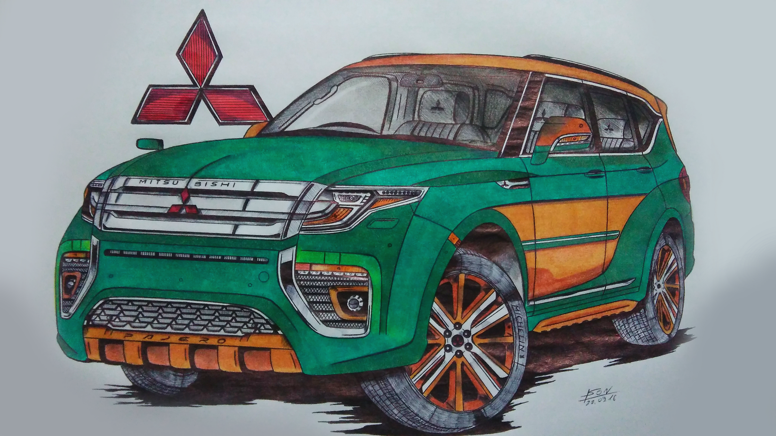 By Ison Top 7 of my car projects in color. - My, Colour pencils, Pen drawing, Art, Auto, Design, Ford mustang, Evolution, Lada, Longpost