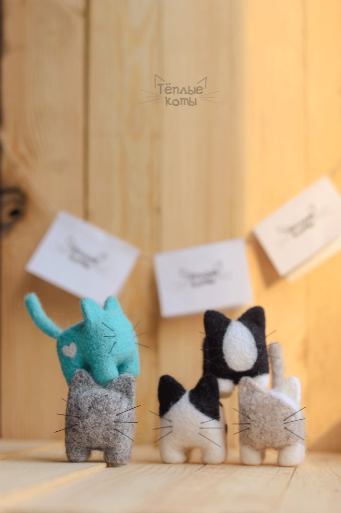 mini cats - My, Handmade, cat, Author's toy, Dry felting, Creation, Longpost