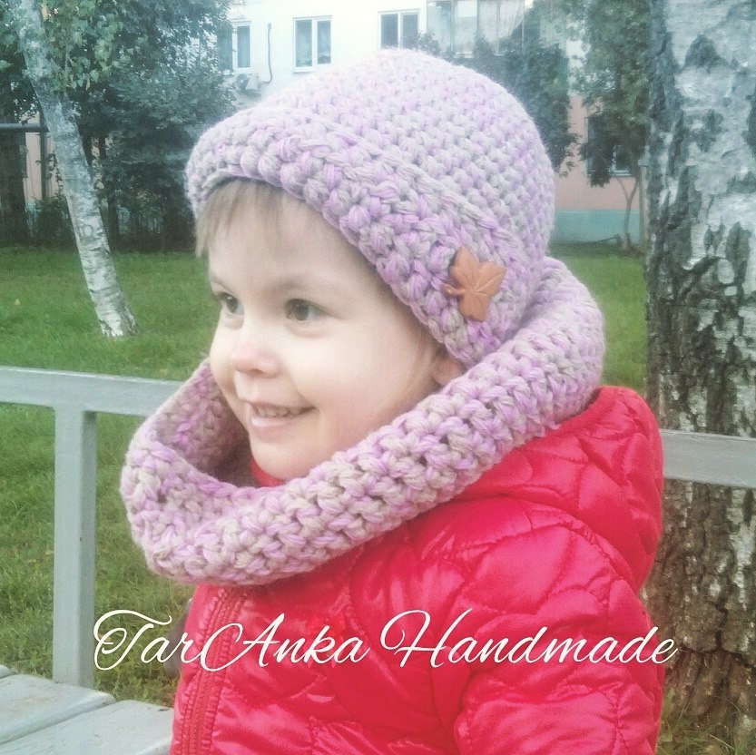 Autumn has come to Krasnodar - My, Children, Knitting, Crochet, Cap, Snood, Krasnodar, I knit