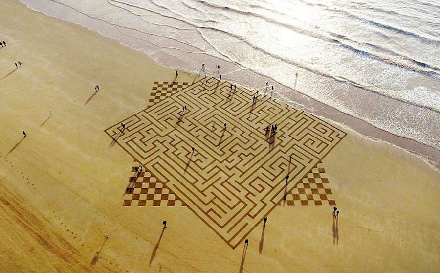 Gorgeous geometric patterns in the sand - Longpost, Photo, Geometry, Drawing in the sand