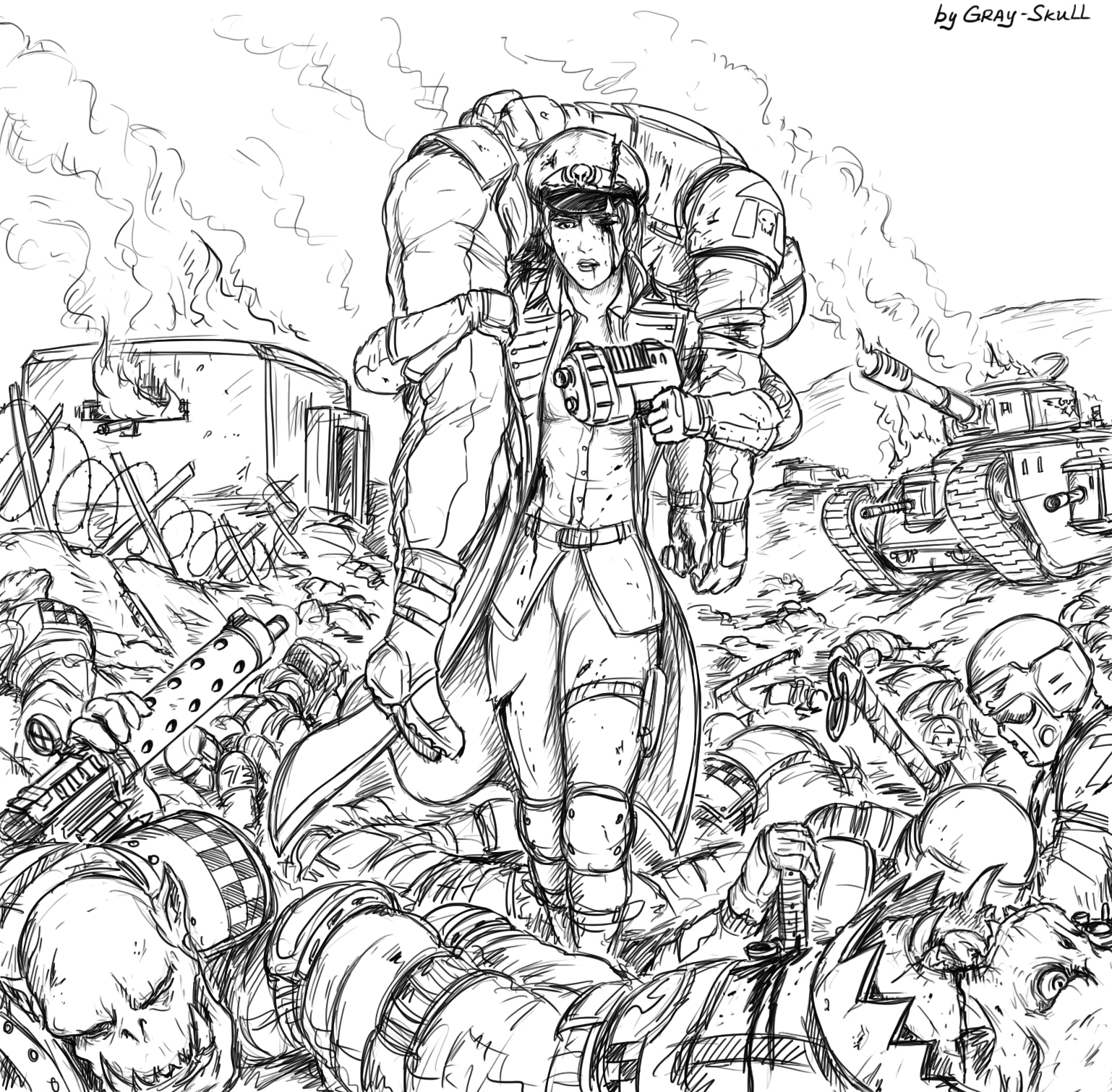 Old Wounds (by Gray-Skull) - My, Warhammer 40k, Waaagh!, Commissioner, Commissioner Rivel, Imperial guard, Imperium, Gray-skull, Warhammer