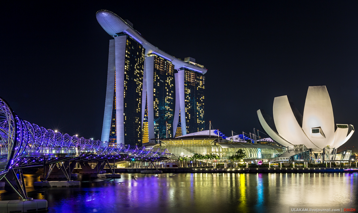 Unusual architecture - My, Singapore, Bridge, Architecture, Night, Hotel, Photo