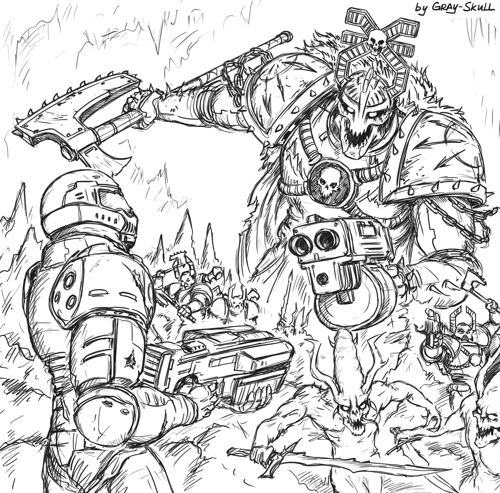 Doom 40k (by Gray-Skull) - My, Warhammer 40k, Warhammer, Khorne, Doom, Crossover, Chaos, Gray-skull