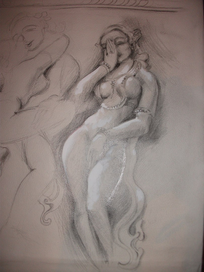 Just want to share my dad's work... #2 - NSFW, My, , Girls, India, Sketch, Longpost