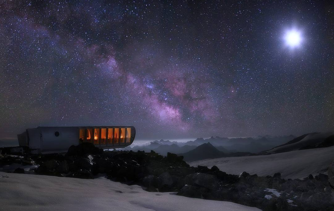 On the slope of Elbrus - Elbrus, Kabardino-Balkaria, The photo, Milky Way, Sky, Stars, Height, , Stars