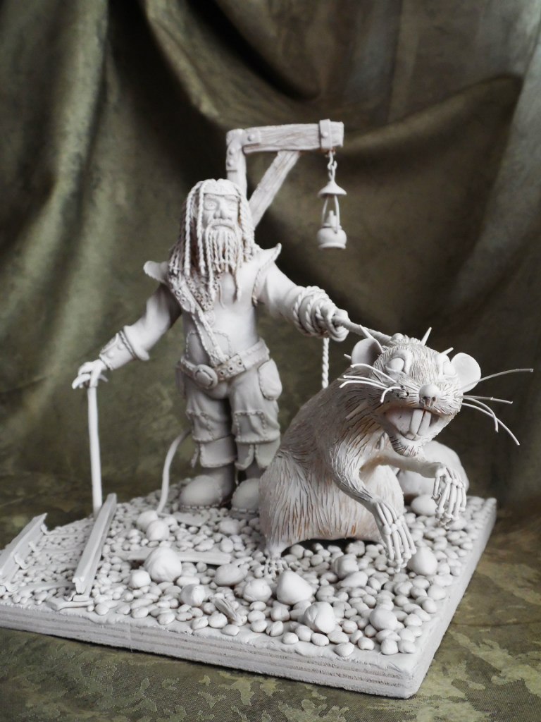 Dwarf with a rat. - My, Gnomes, Rat, With your own hands, Plasticine, Longpost