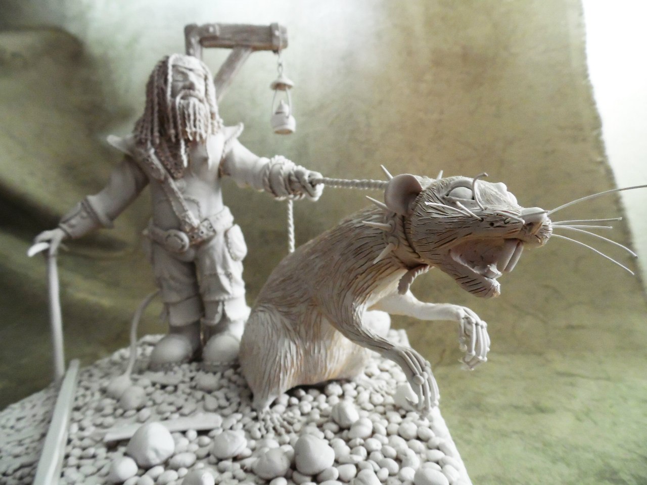 Dwarf with a rat. - My, Gnomes, Rat, With your own hands, Plasticine, Longpost