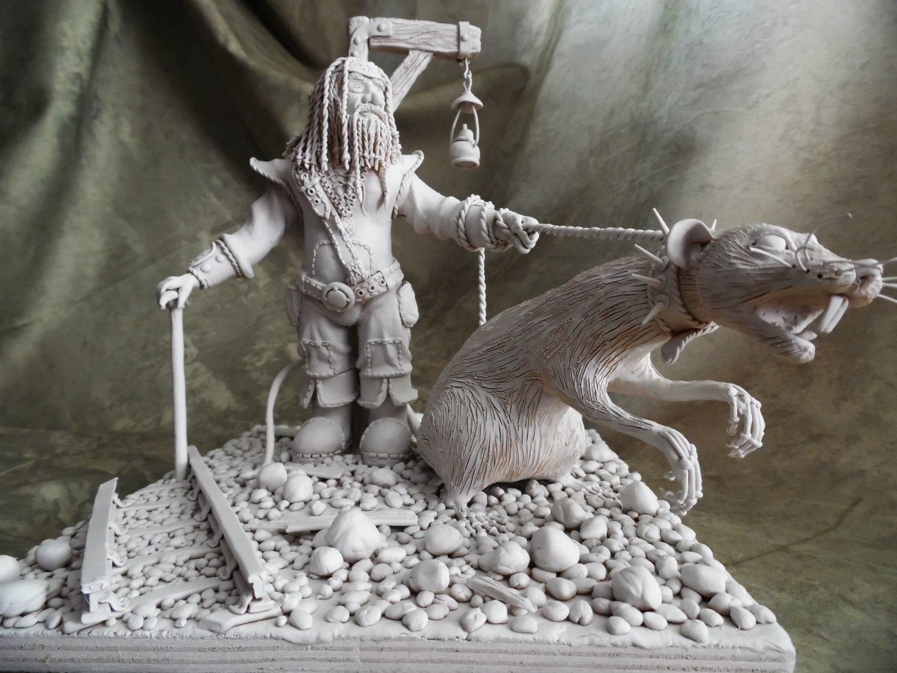 Dwarf with a rat. - My, Gnomes, Rat, With your own hands, Plasticine, Longpost