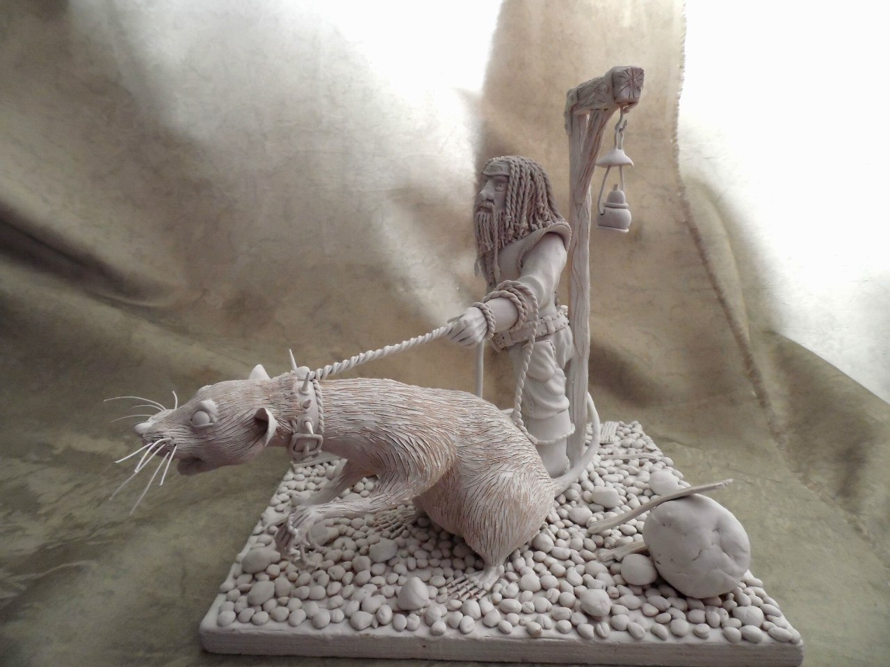 Dwarf with a rat. - My, Gnomes, Rat, With your own hands, Plasticine, Longpost