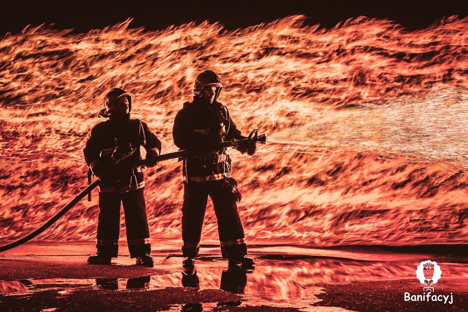 Firefighters for the In Flamma Ignis project - My, Republic of Belarus, Grodno, Fire, Poi, Night, Ministry of Emergency Situations, Firefighters