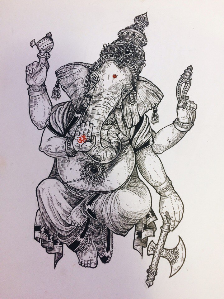 Ganesha - My, Ganesha, Elephants, Art, Graphics, Creation, Longpost