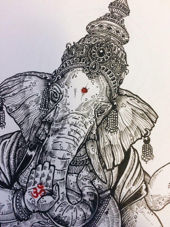 Ganesha - My, Ganesha, Elephants, Art, Graphics, Creation, Longpost