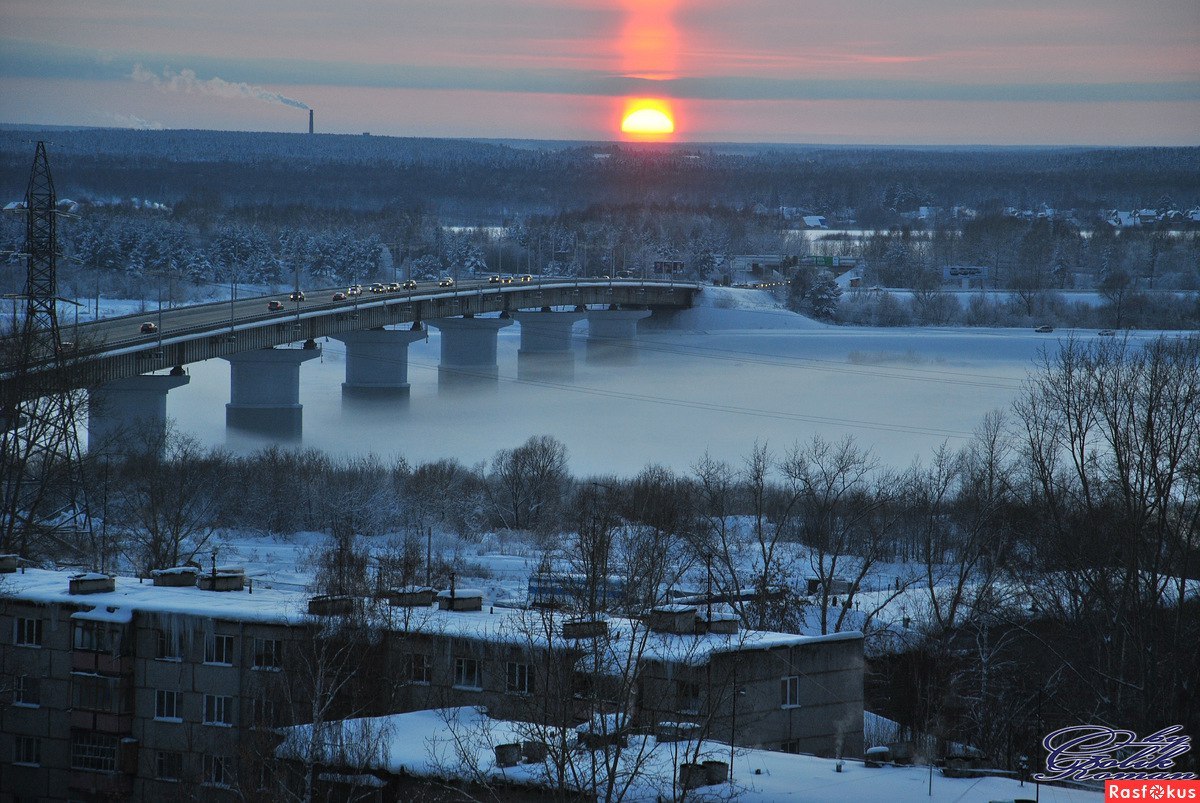 Bridge view - Bridge, View, Tomsk, Beautiful, Sunset