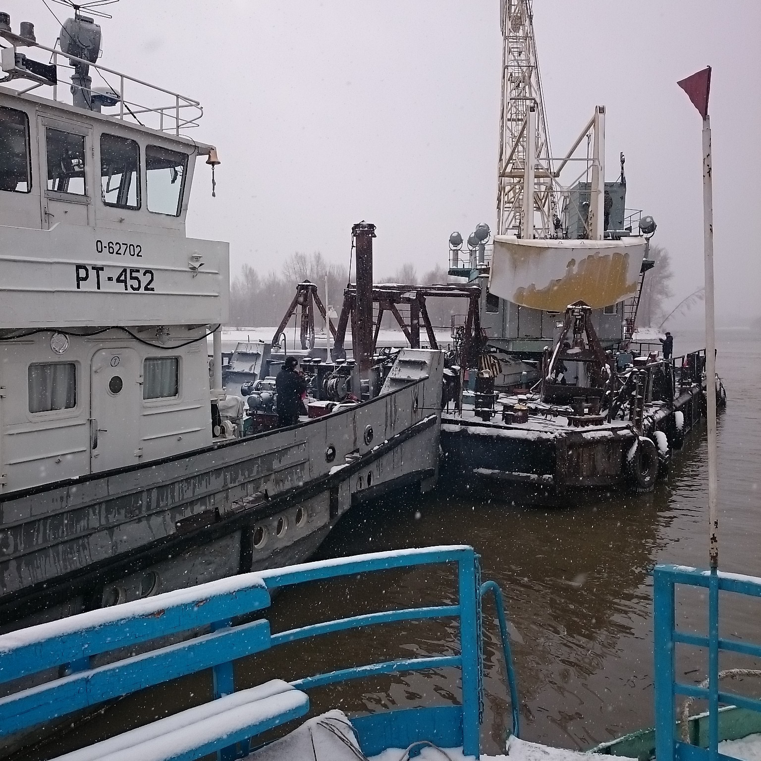 End of navigation - My, Work, Ob, River, Motor ship, , Floating crane, , Barnaul