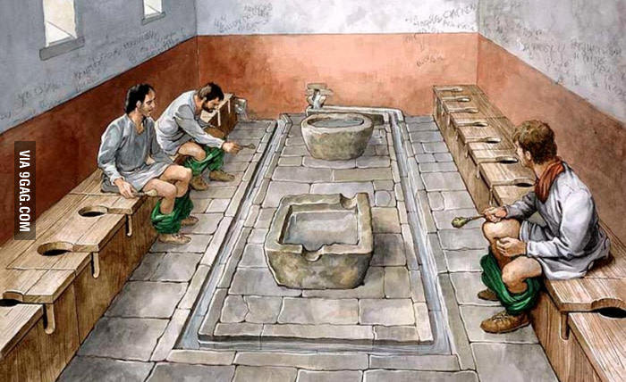 Ancient Roman toilet. I think it was pretty fun - 9GAG, Toilet, Rome