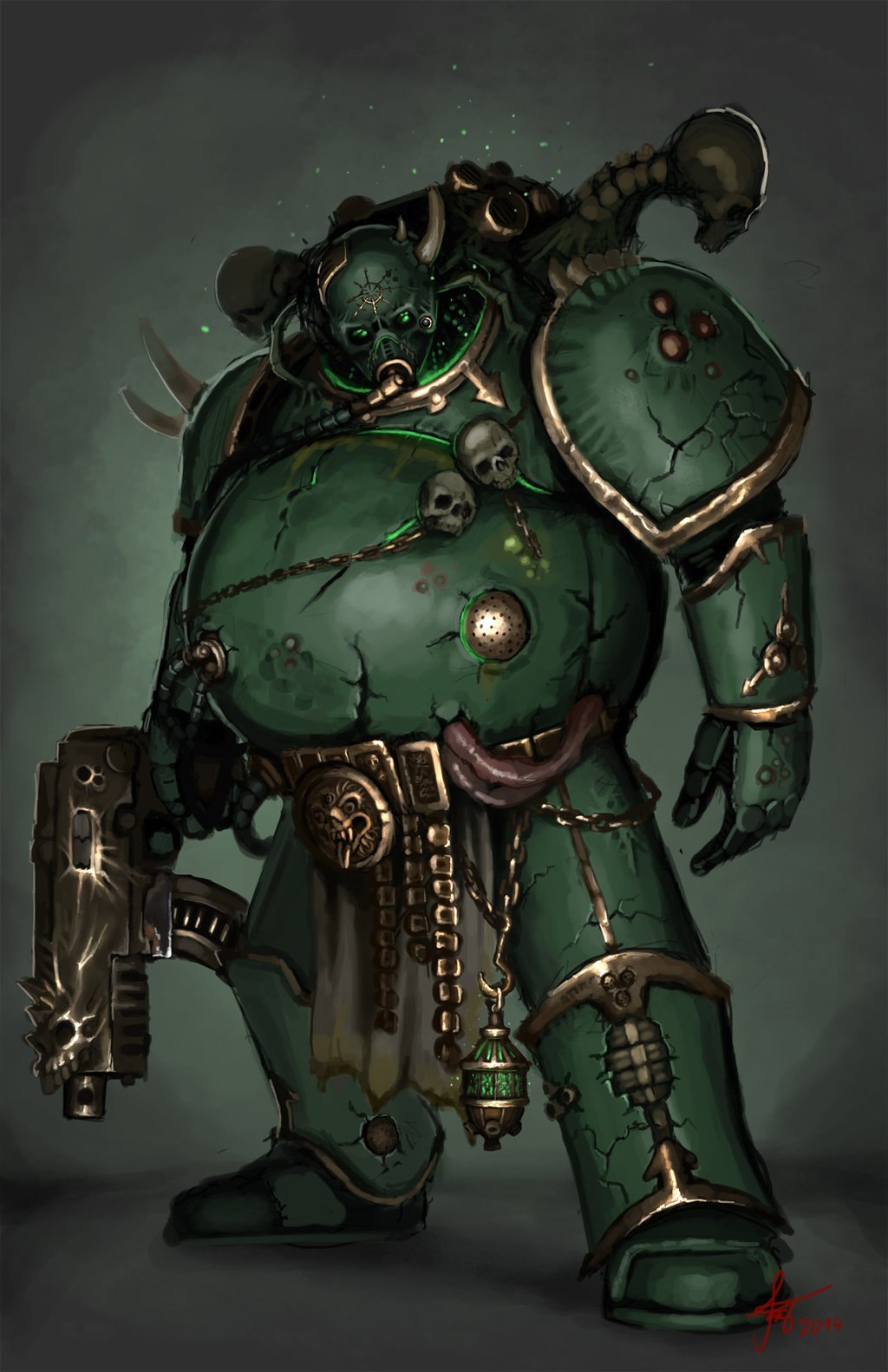 When he began to worship the grandmother of the grandfather. - Warhammer 40k, Nurgle, Plague marine, Art