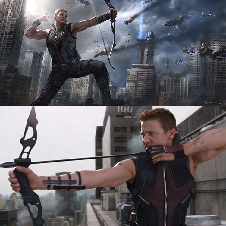 From concept to film - Movies, Avengers, Marvel, Concept Art, iron Man, Black Widow, Hawkeye, Nick Fury, Longpost