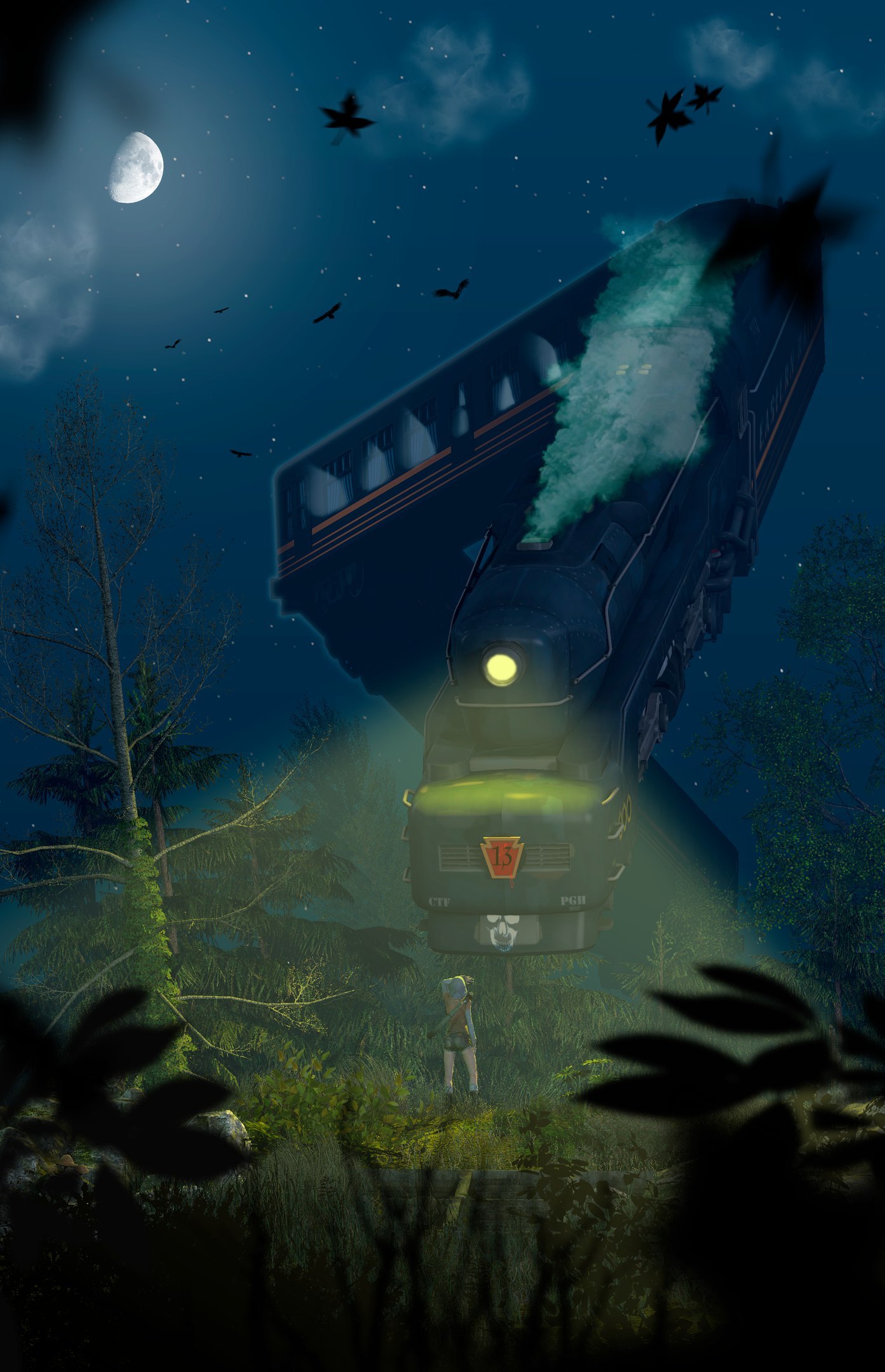 ghost train - My, Gm, Garrys mod, A train, Night, Supernatural