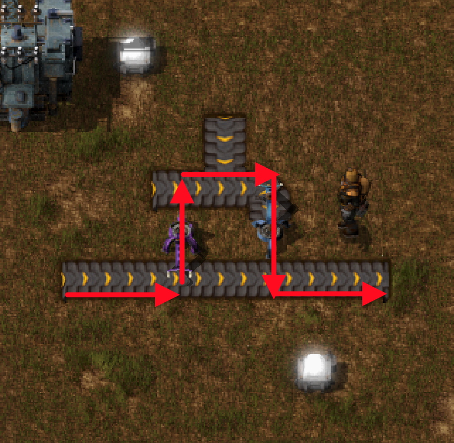 Factorio - how to collect 13 items on one conveyor. - My, Factorio, Conveyor, Longpost