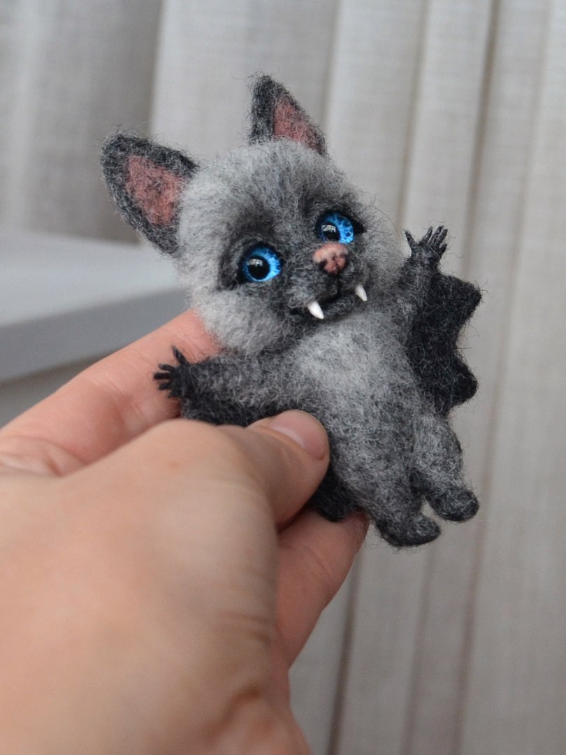 Based on Vladislav I made several brooches) about 10 cm (+ - 1 cm) - My, Wallow, Dry felting, Brooch, Bat, Vampires, Longpost