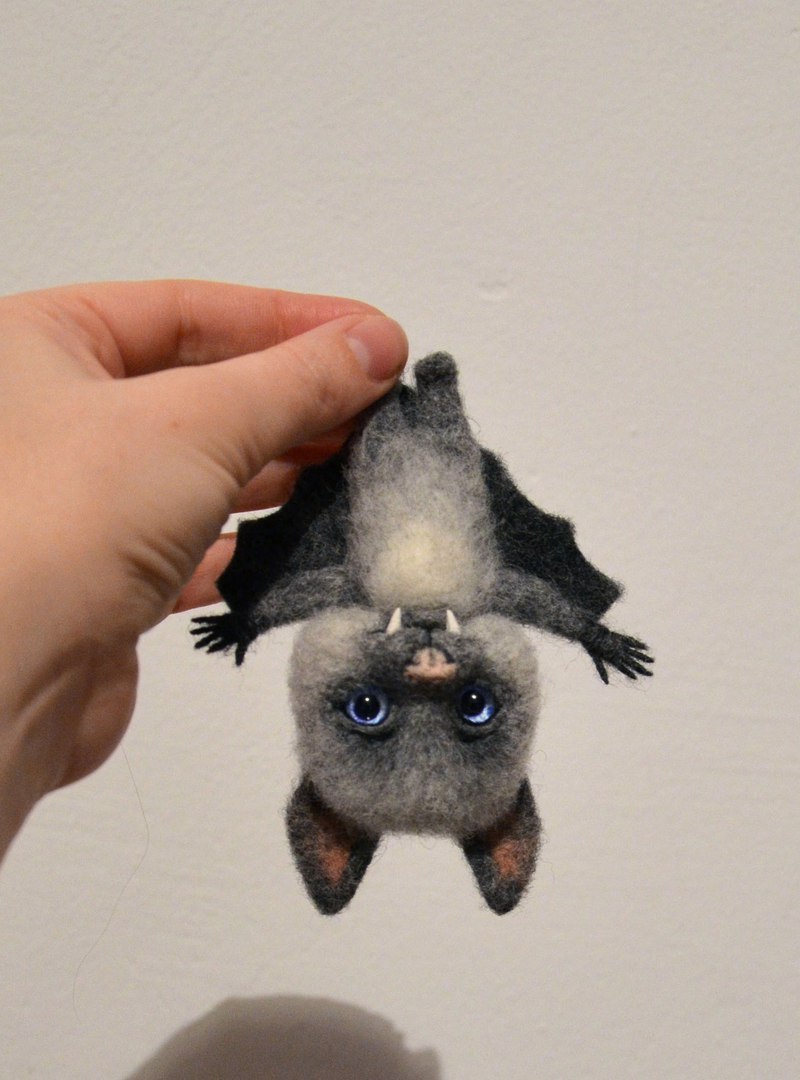 Based on Vladislav I made several brooches) about 10 cm (+ - 1 cm) - My, Wallow, Dry felting, Brooch, Bat, Vampires, Longpost