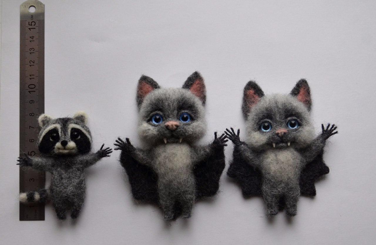 Based on Vladislav I made several brooches) about 10 cm (+ - 1 cm) - My, Wallow, Dry felting, Brooch, Bat, Vampires, Longpost