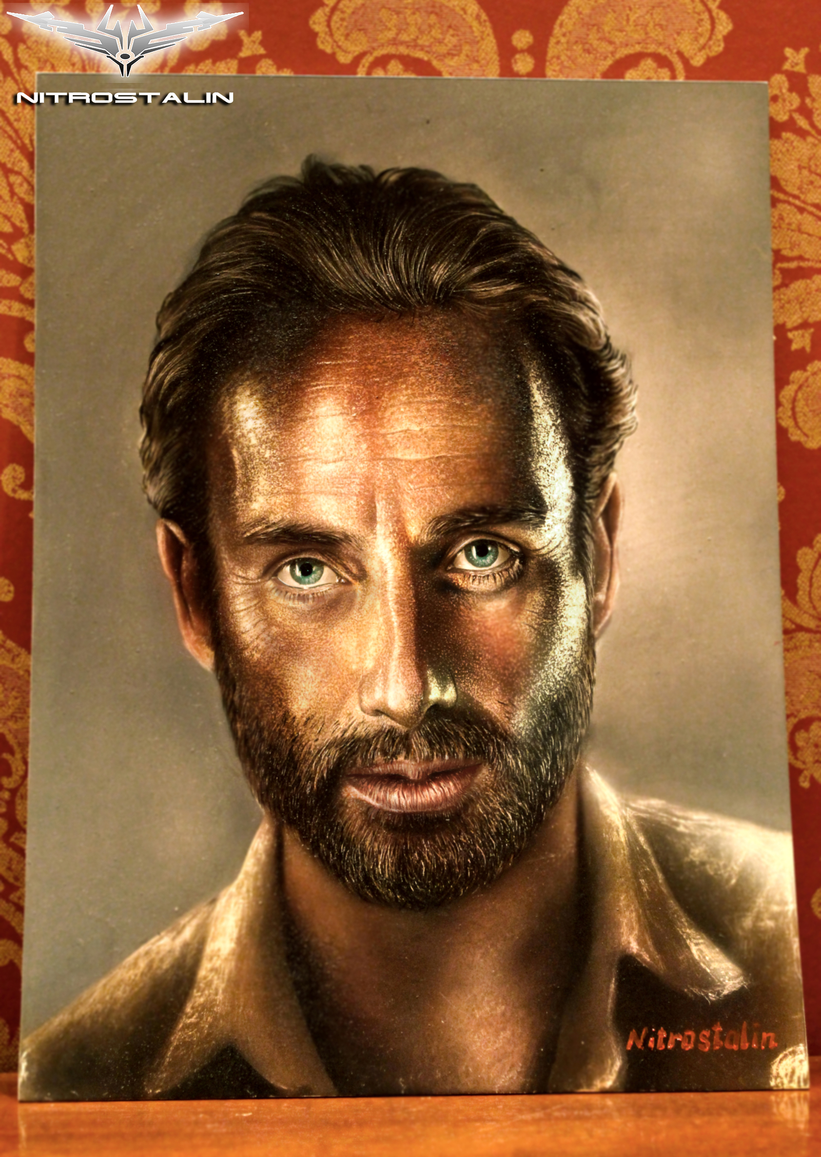 Rick Grimes portrait. Aerography. Nitrostalin art - My, Airbrushing, Portrait, Portrait by photo, Painting, Creation, Art, Creative, Art