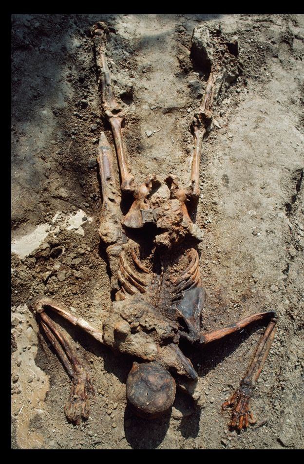 A Roman soldier with a sword - a victim of the eruption of Vesuvius in 79 AD. - , Pompeii